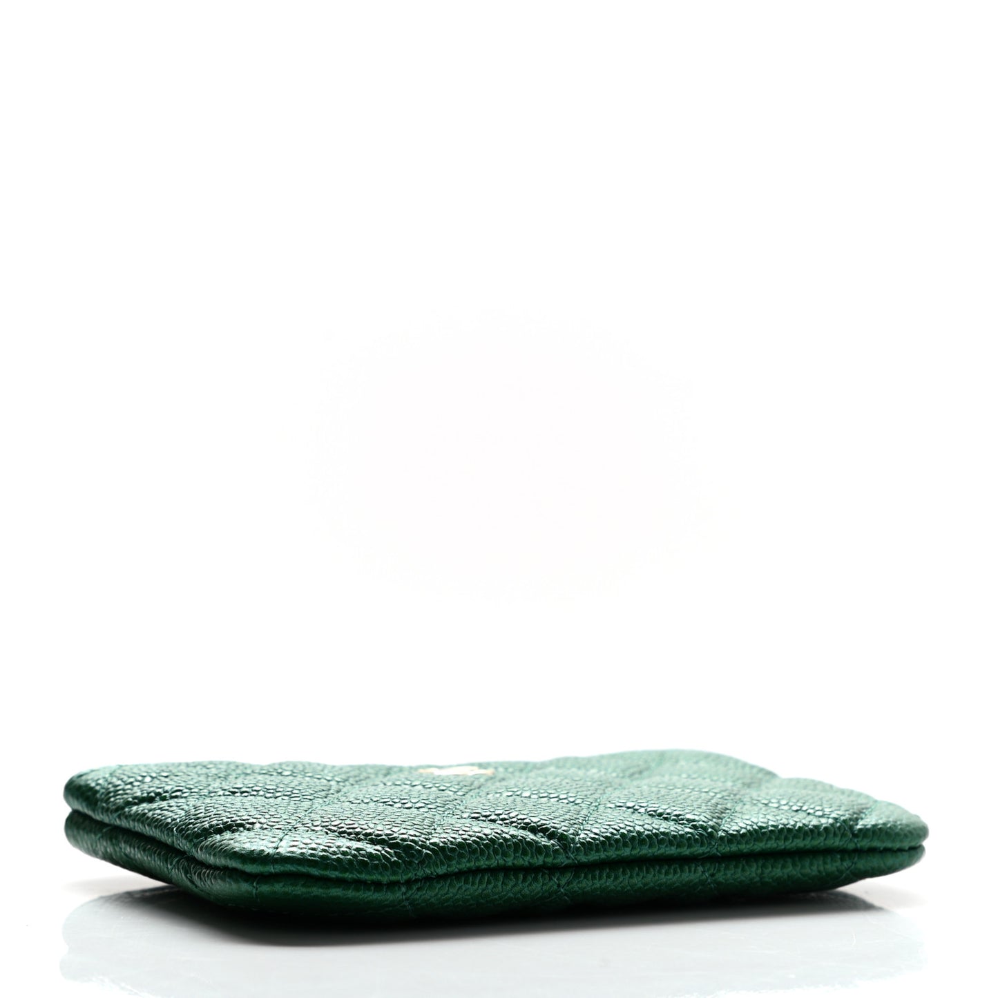 Metallic Caviar Quilted Small Cosmetic Case Green