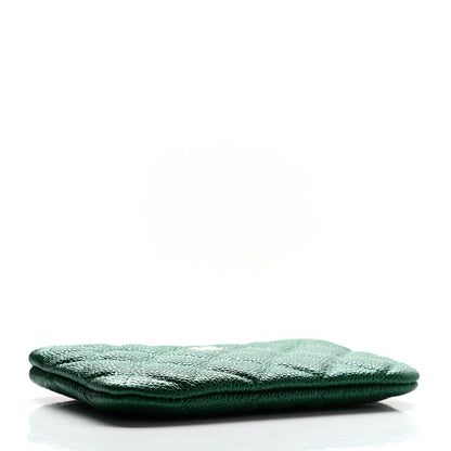 Chanel Metallic Caviar Quilted Small Cosmetic Case Green 4 of 7