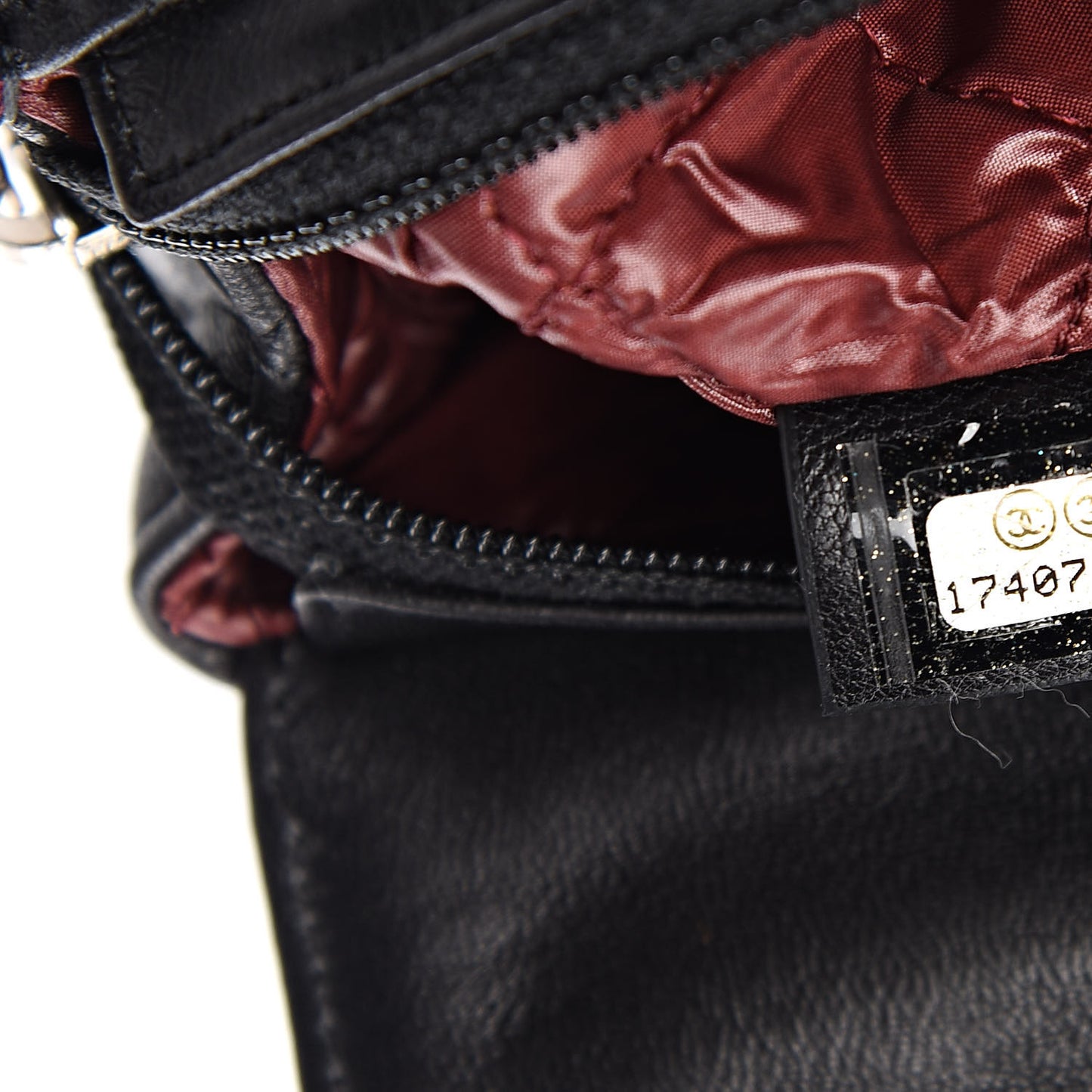 Lambskin Quilted Flap Cosmetic Case Black