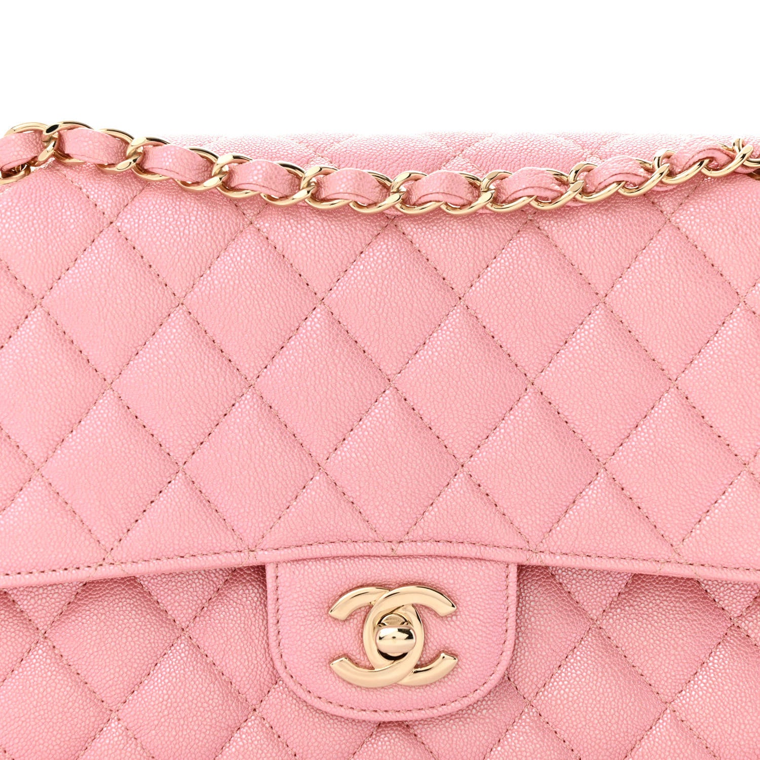 Chanel Iridescent Caviar Quilted Medium Double Flap Rose Pink 8 of 10