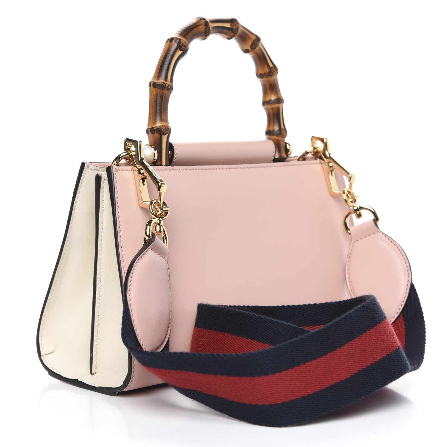 Gucci Nappa Bamboo Web Mini Nymphaea Top Handle Bag Perfect Pink Mystic White 3 of 10
