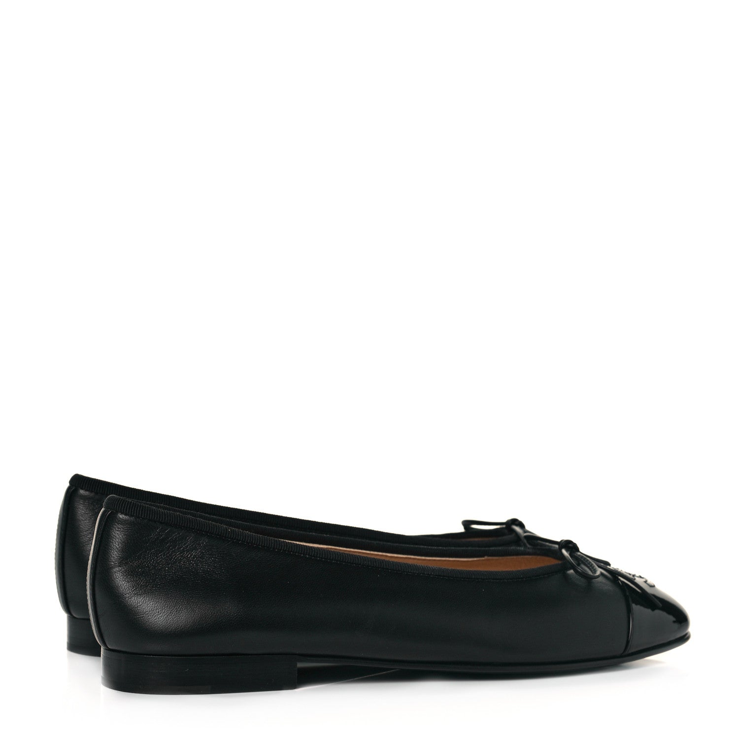 Chanel Lambskin Patent Cap Toe Ballerina Flats 40 Black 4 of 7