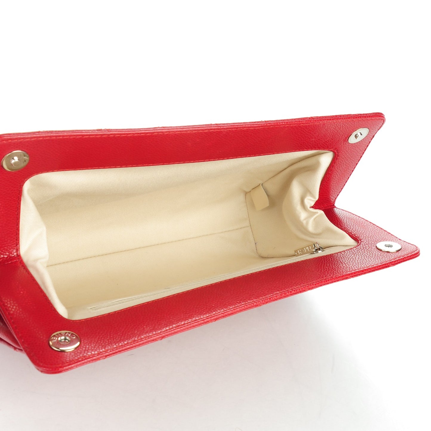 Caviar Quilted Large CC Clutch Red