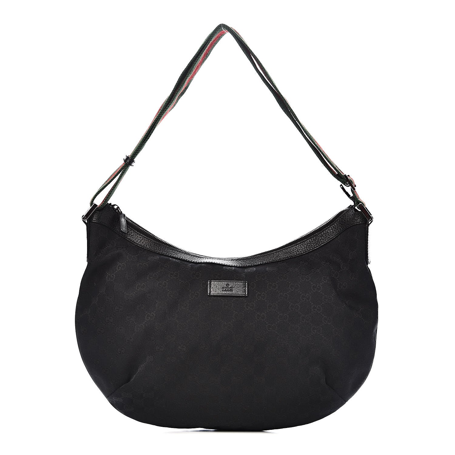 Gucci Monogram Web Medium Half Moon Hobo Black 1 of 11