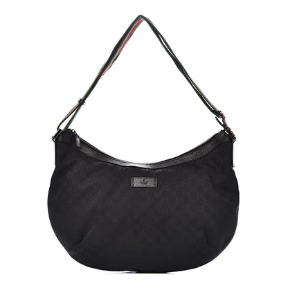Gucci Monogram Web Medium Half Moon Hobo Black 1 of 11