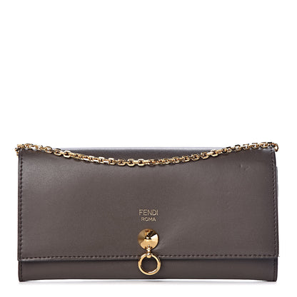 Fendi Vitello Liberty Century Lucido By The Way Continental Wallet On Chain Carbone 1 of 14