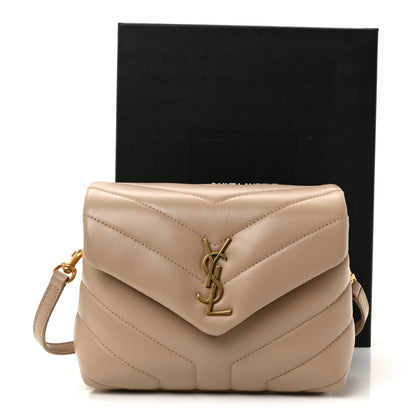 Saint Laurent Calfskin Y Quilted Monogram Toy Loulou Crossbody Bag Dark Beige 10 of 10