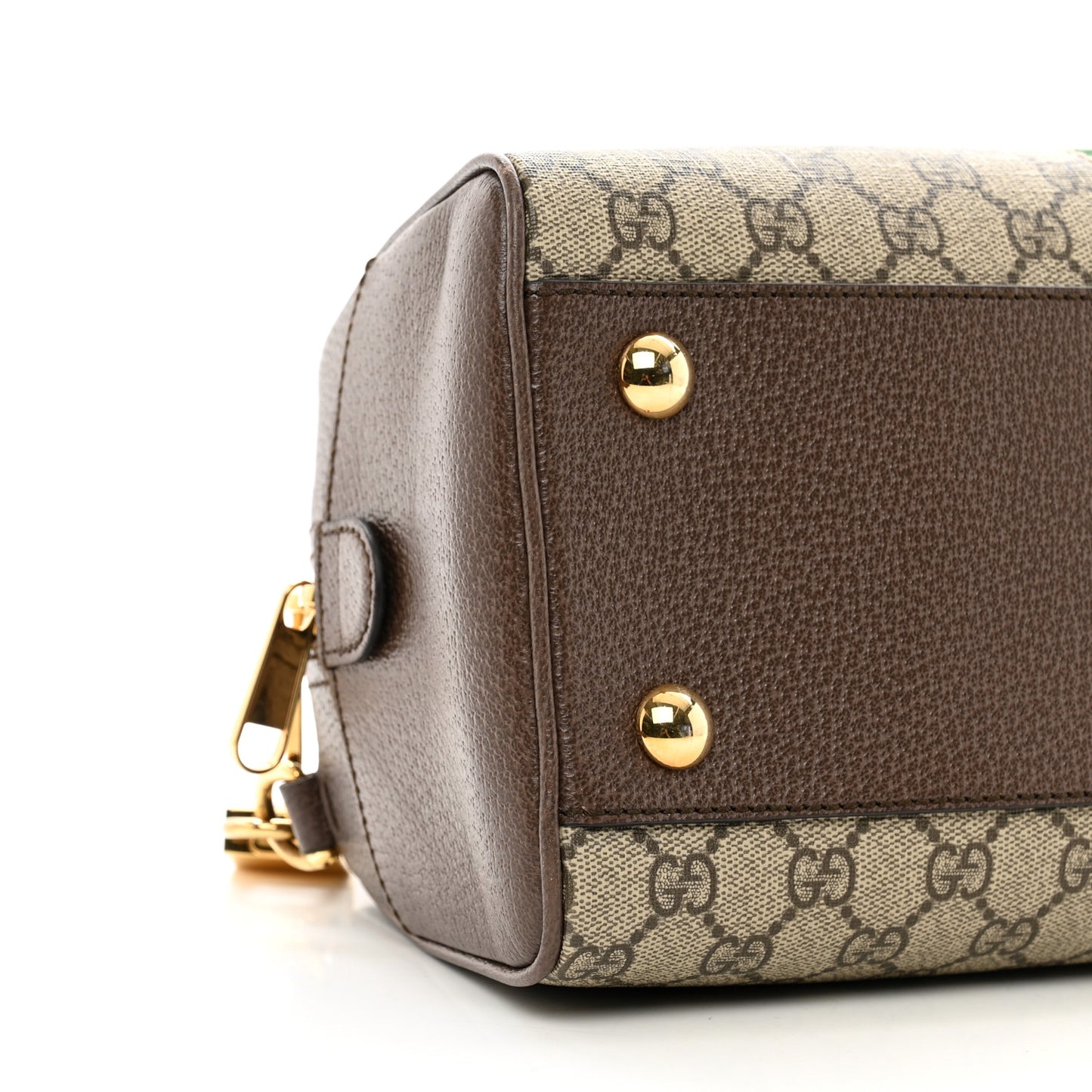 GG Supreme Monogram Textured Dollar Calfskin Web Medium Ophidia Top Handle Bowler Bag Beige Ebony New Acero