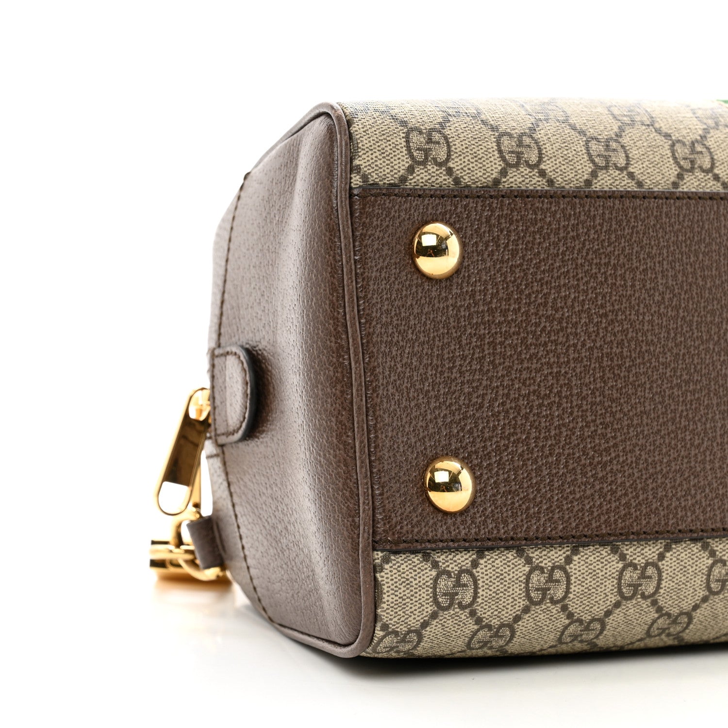 Gucci GG Supreme Monogram Textured Dollar Calfskin Web Medium Ophidia Top Handle Bowler Bag Beige Ebony New Acero 8 of 10