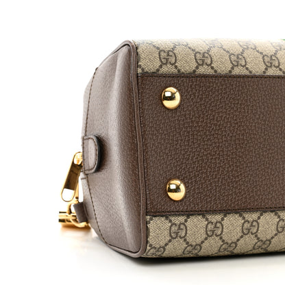 Gucci GG Supreme Monogram Textured Dollar Calfskin Web Medium Ophidia Top Handle Bowler Bag Beige Ebony New Acero 8 of 10
