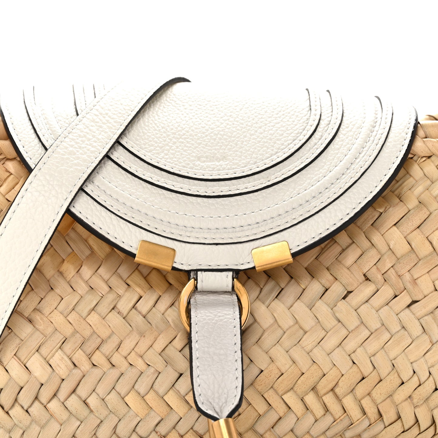 Raffia Calfskin Marcie Basket White