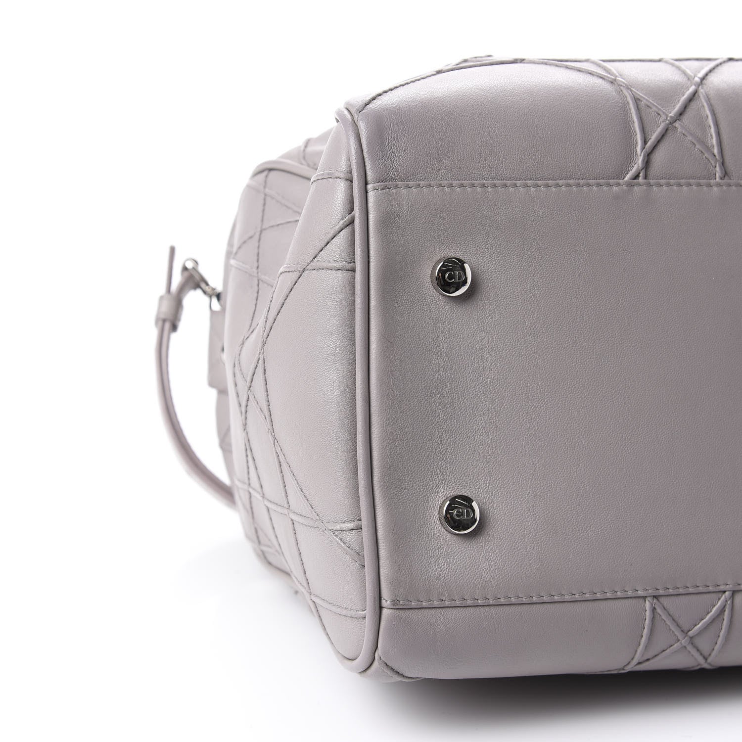 Christian Dior Lambskin Cannage Granville Polochon Grey 6 of 10
