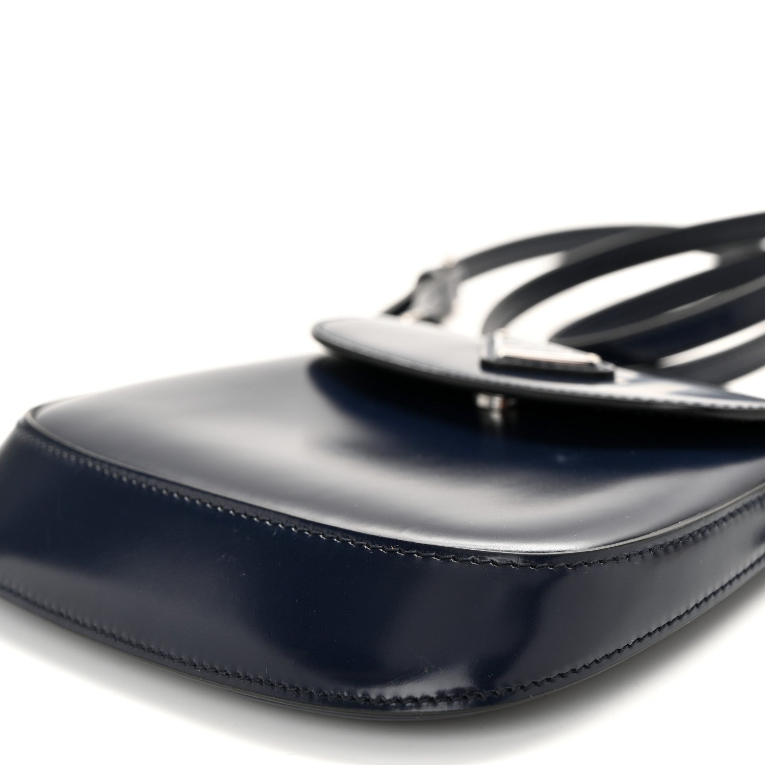 Prada Spazzolato Mini Cleo Flap Adjustable Strap Shoulder Bag Navy 10 of 11