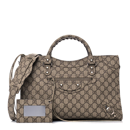 Balenciaga X GUCCI GG Supreme Monogram Neo Classic Silver Hardware City Beige Ebony 1 of 11