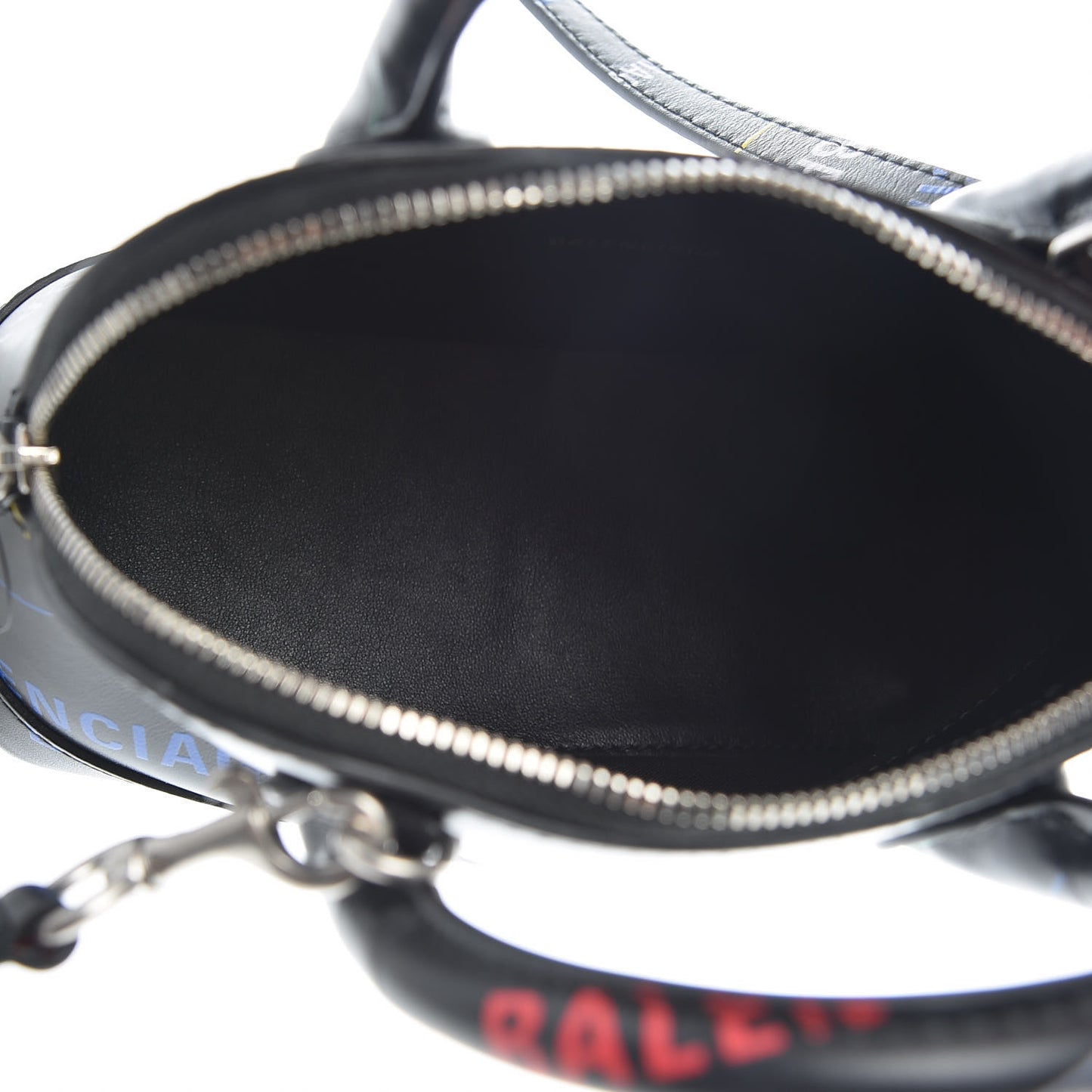 Calfskin Logo Print XXS Ville Top Handle Bag Black Multicolor