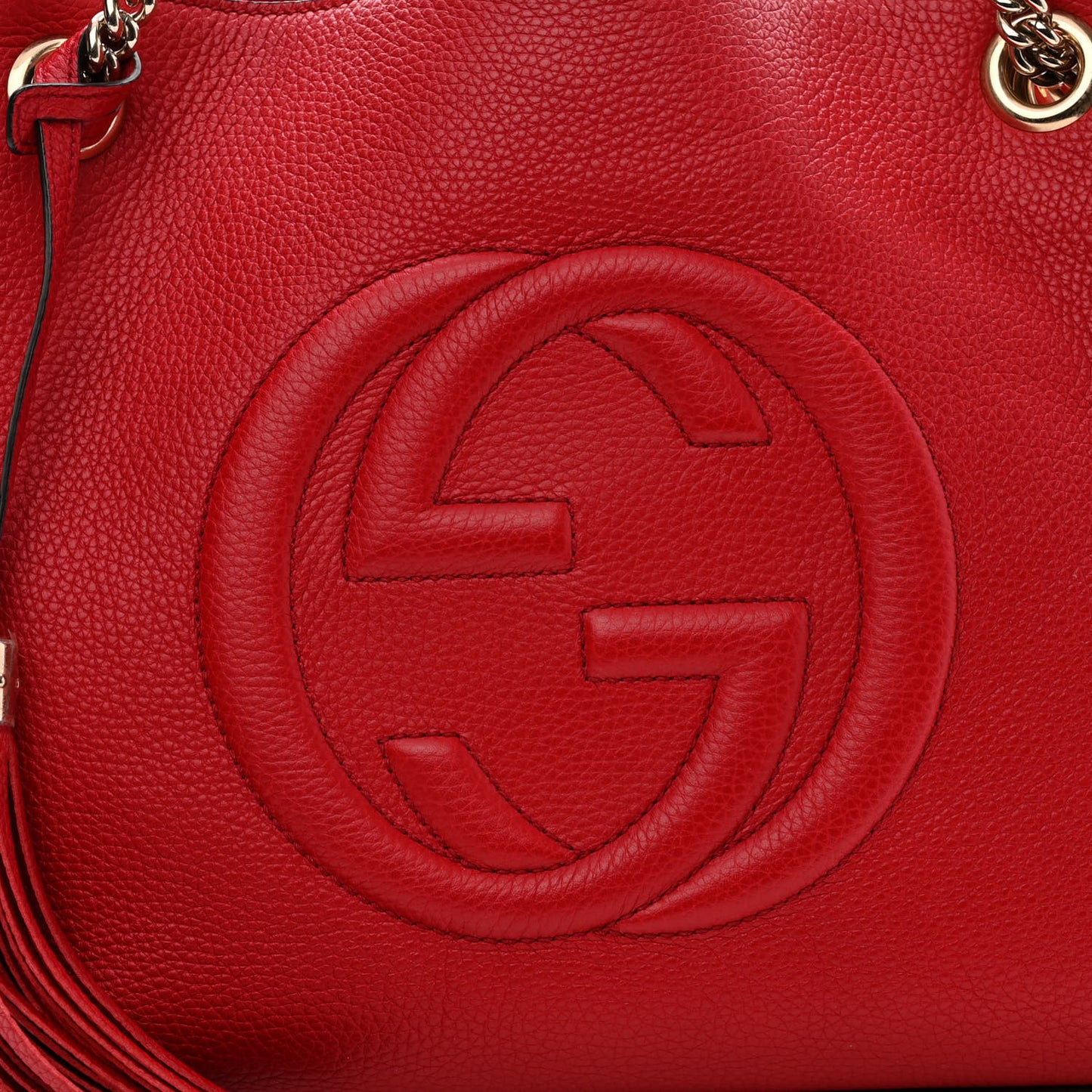 Cellarius Calfskin Medium Soho Chain Shoulder Bag Vibrant Red