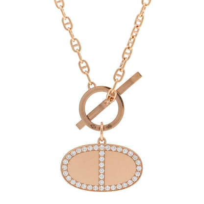 Hermes 18K Rose Gold Diamond Chaine D'Ancre Verso Pendant Necklace SH 4 of 6