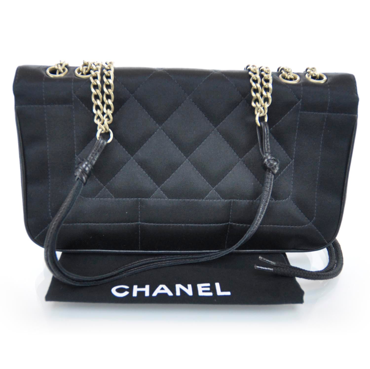 Chanel Satin Quilted Evening Flap Bag Black 3 of 10