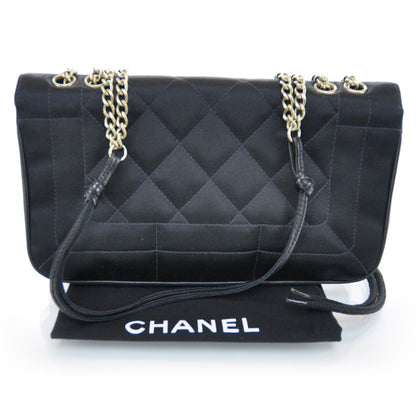 Chanel Satin Quilted Evening Flap Bag Black 3 of 10