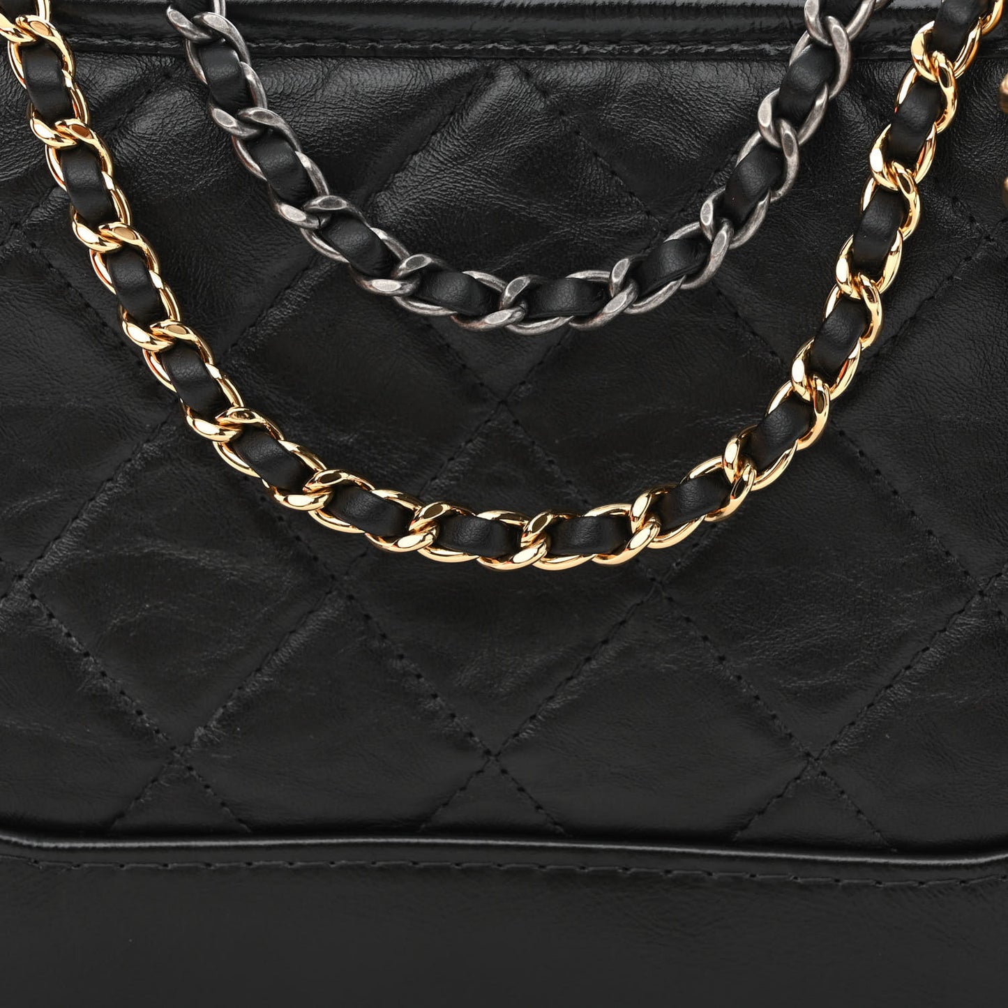 Aged Calfskin Quilted Small Gabrielle Hobo Black