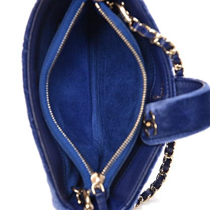 Chanel Velvet Quilted Mini Phone Holder Crossbody Bag Blue 6 of 12
