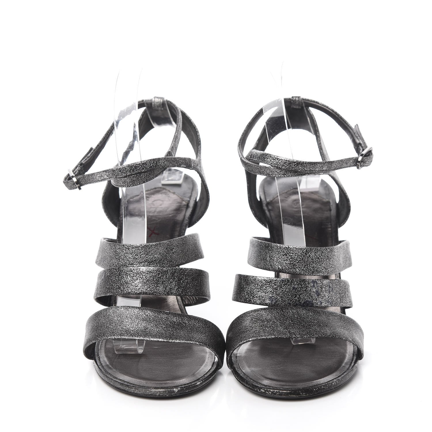 Chanel Cracked Metallic Calfskin Pearl Sandals 41 Dark Silver 2 of 16