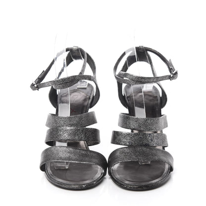 Chanel Cracked Metallic Calfskin Pearl Sandals 41 Dark Silver 2 of 16