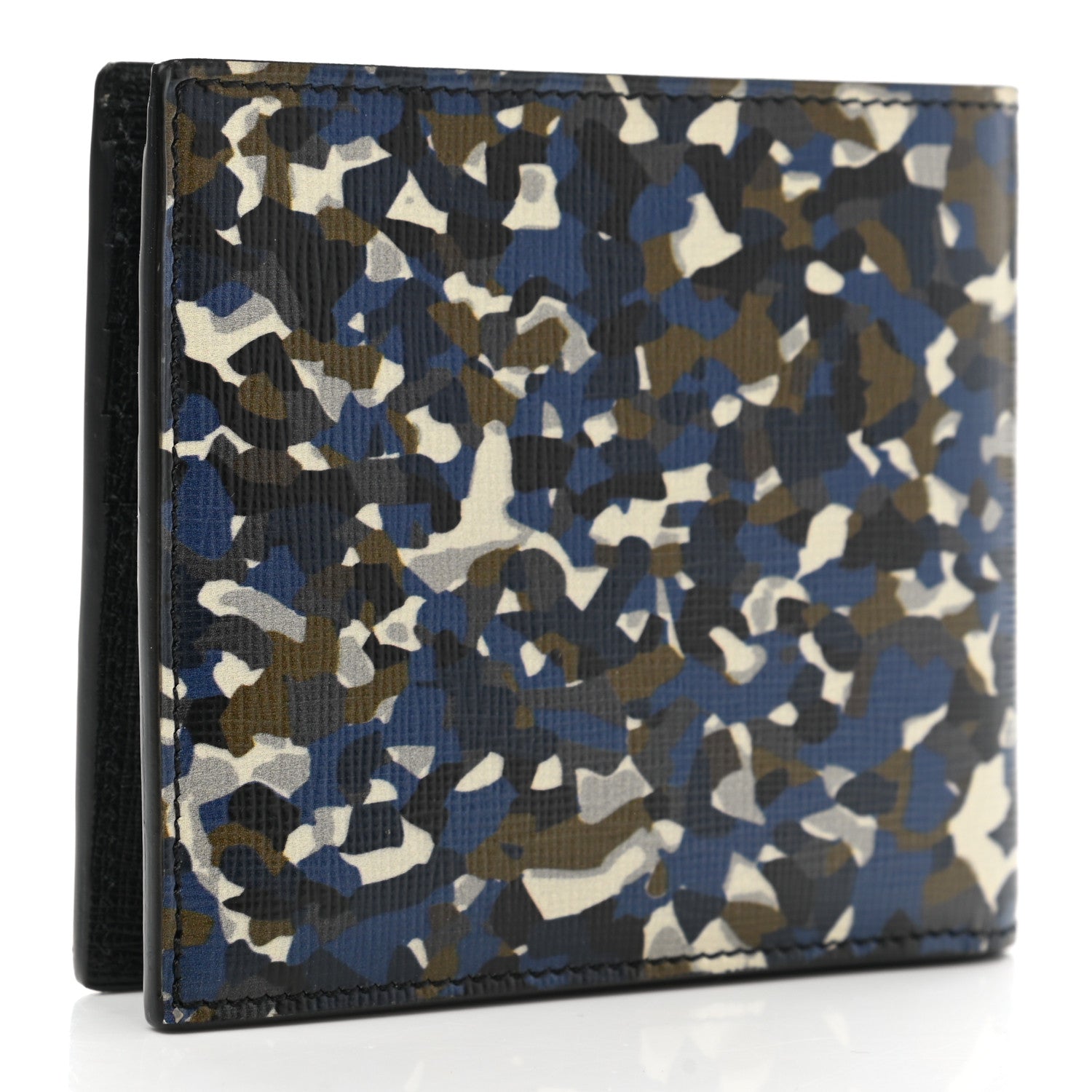 Fendi Vitello Elite Granite Monster Eyes Bi-fold Wallet Navy 3 of 8