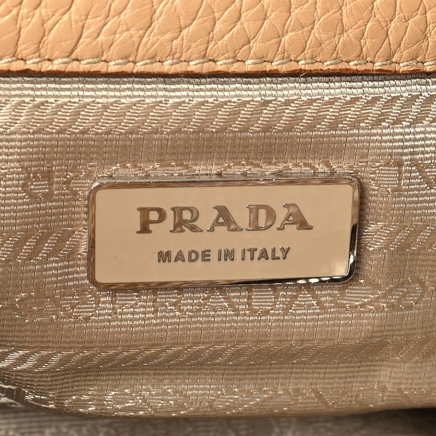 Prada Vitello Daino Embossed Logo Bowler Sughero 5 of 12
