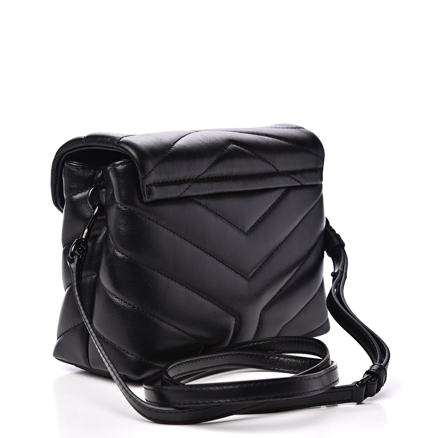 Calfskin Y Quilted Monogram Toy Loulou Crossbody Bag Black