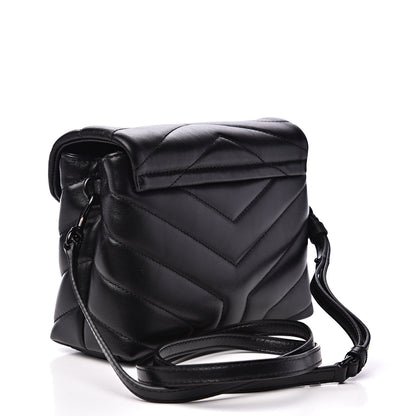 Saint Laurent Calfskin Y Quilted Monogram Toy Loulou Crossbody Bag Black 2 of 11