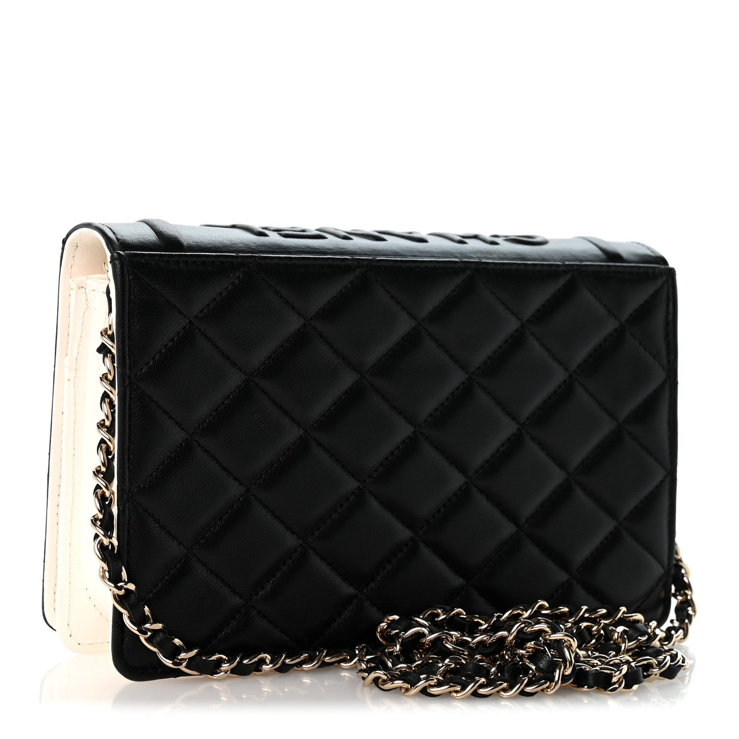 Chanel Lambskin Quilted Book Wallet On Chain WOC Black 3 of 12