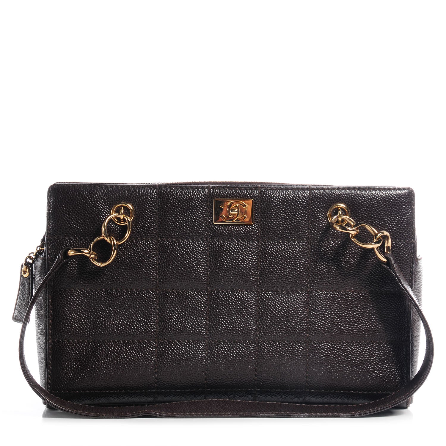 Chanel Caviar Square Stitched Shoulder Bag Brown 1 of 7