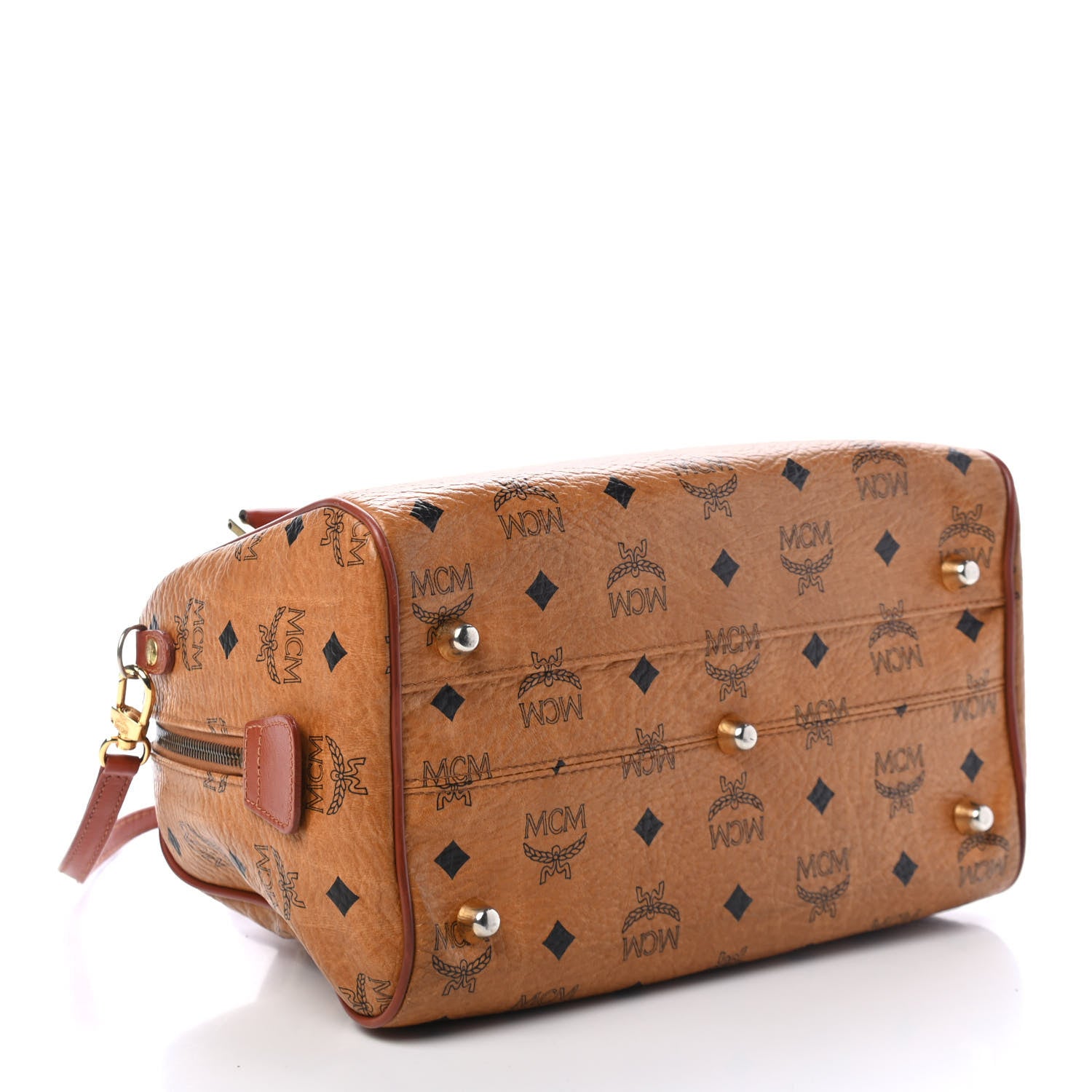 MCM Visetos Small Boston Bag Cognac 3 of 4
