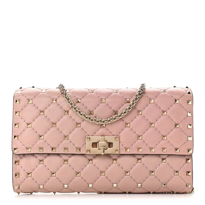 Valentino Garavani Nappa Rockstud Spike Wallet on Chain Water Rose 1 of 9