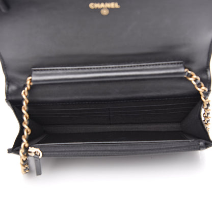 Chanel Caviar Chevron Quilted Boy Wallet On Chain WOC Black 5 of 13