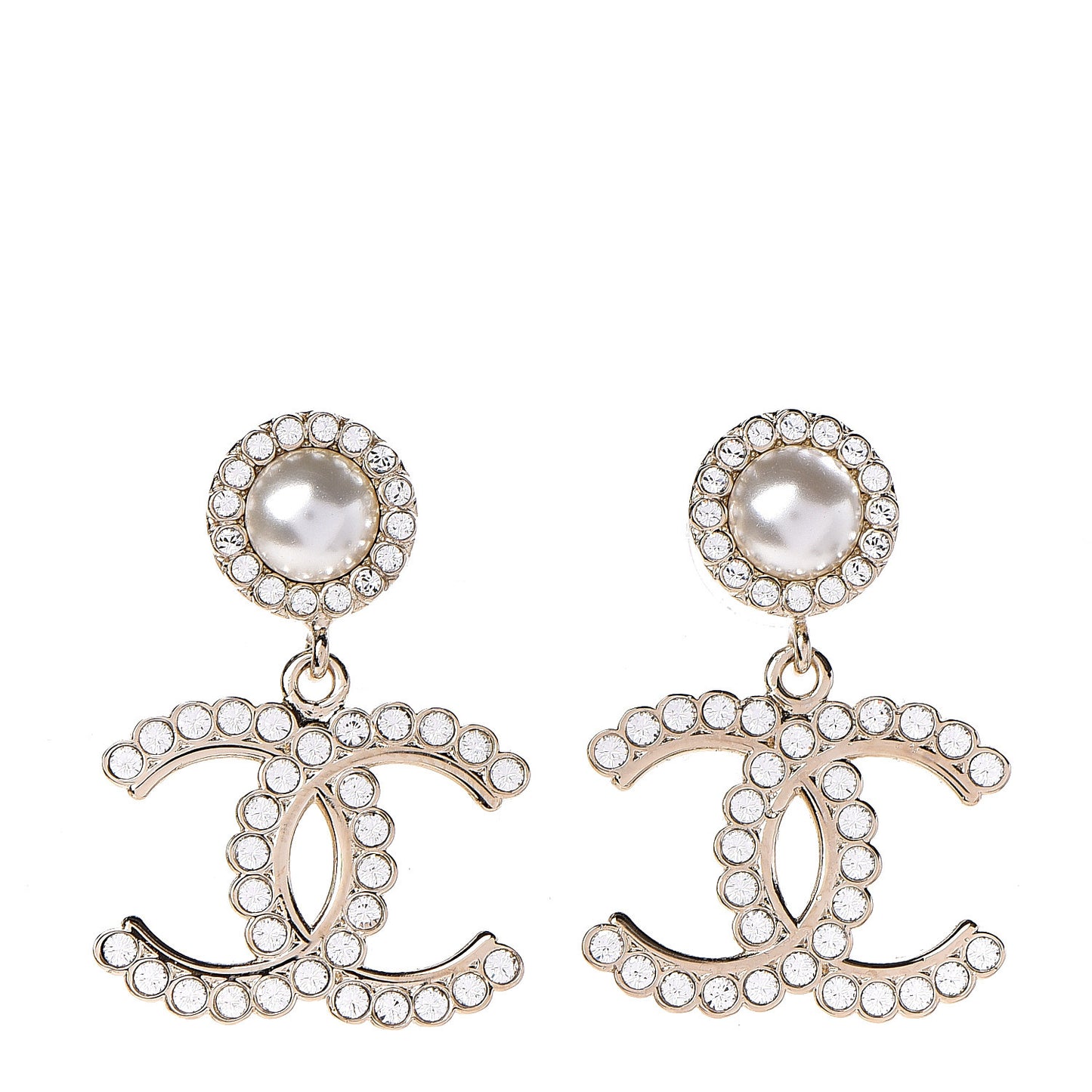 Crystal Pearl Bow-tiful CC Drop Earrings Gold