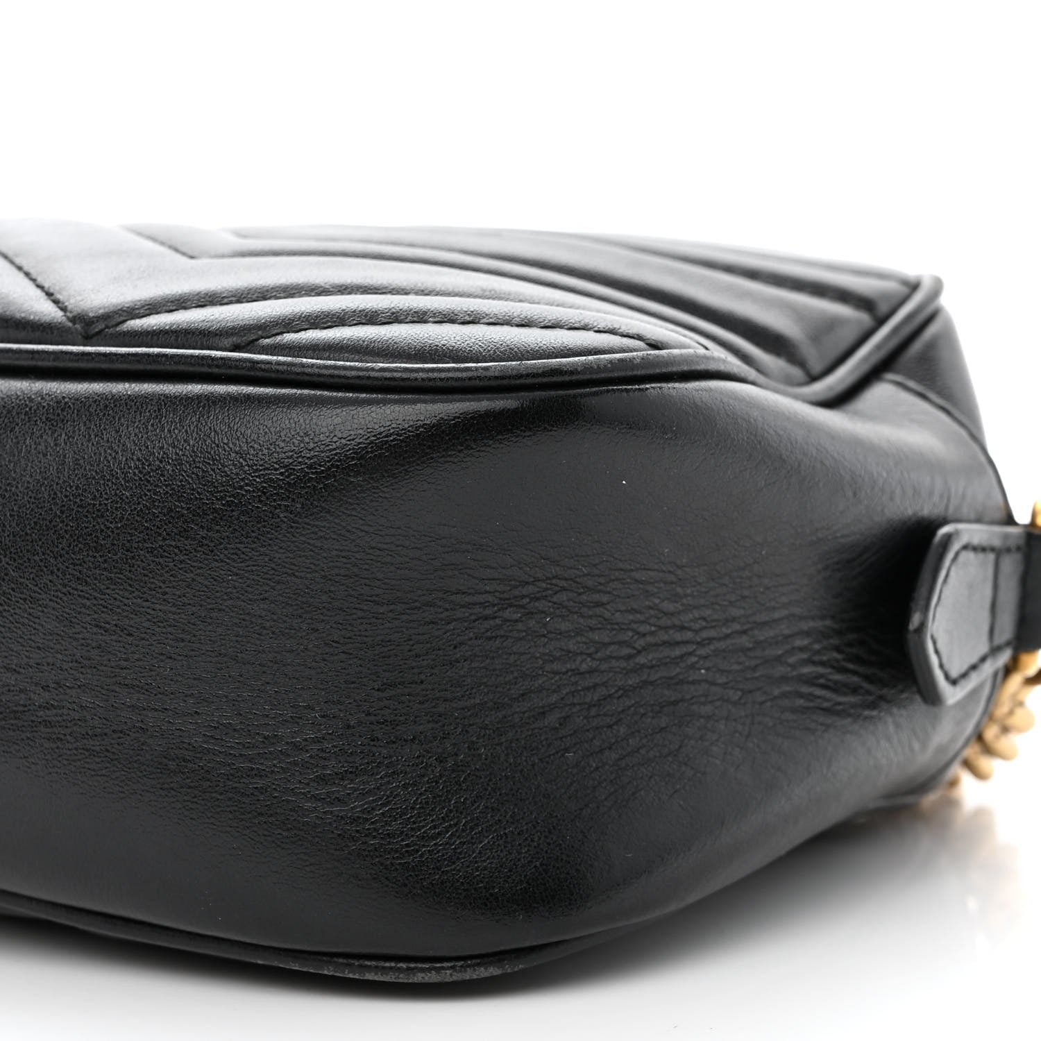 Gucci Calfskin Matelasse Small GG Marmont Chain Shoulder Bag Black 12 of 14
