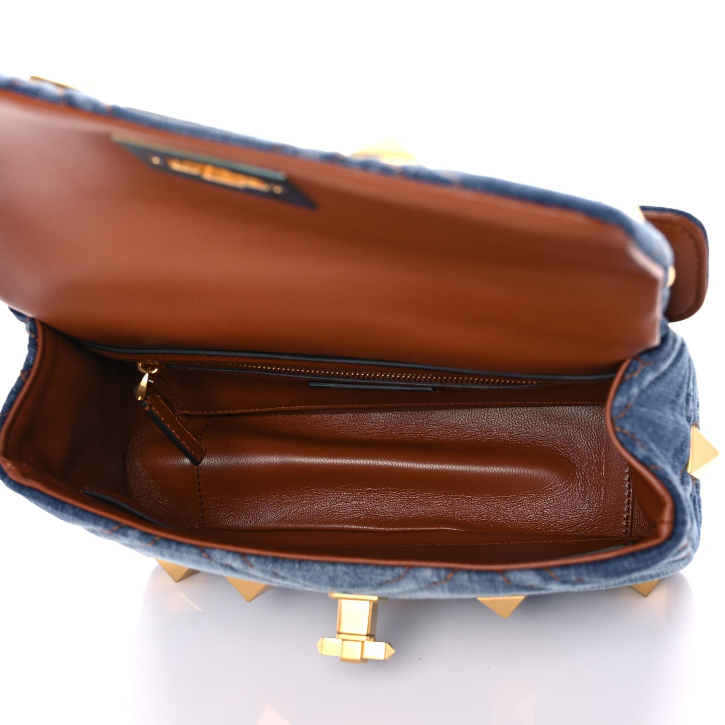 Denim Medium Roman Stud Shoulder Bag Light Denim Selleria