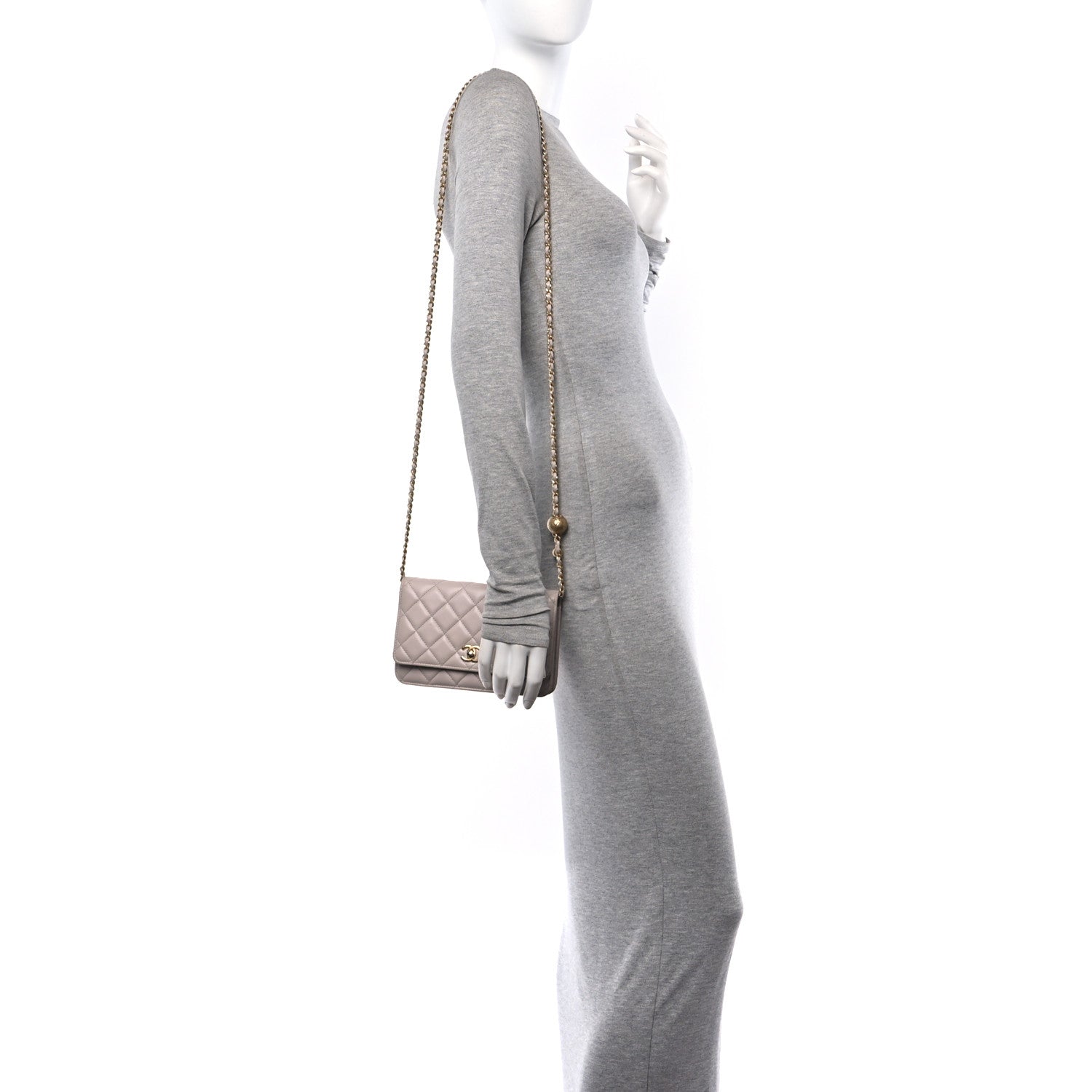 Chanel Lambskin Quilted CC Pearl Crush Wallet on Chain WOC Light Purple 2 of 11