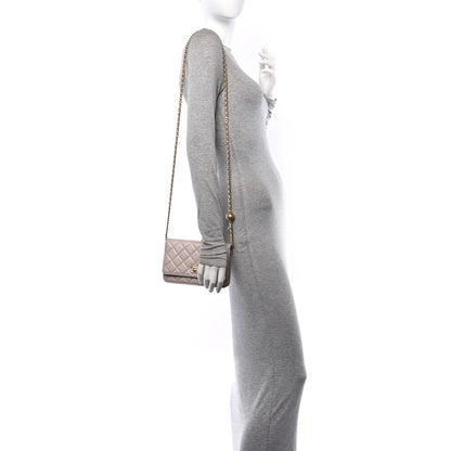 Chanel Lambskin Quilted CC Pearl Crush Wallet on Chain WOC Light Purple 2 of 11