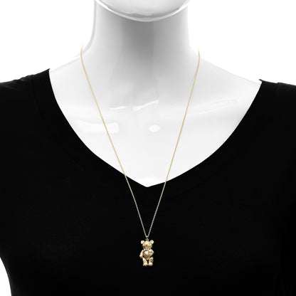 Mikimoto 18K Yellow Gold Platinum Diamond Akoya Pearl Teddy Bear Pendant Necklace 2 of 5