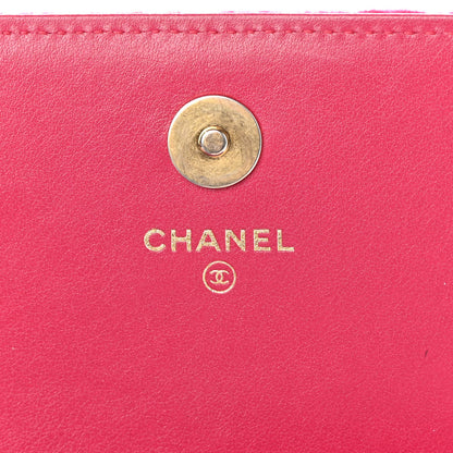 Chanel Velvet Quilted Camellia Velvet Flap Coin Purse With Chain Fuchsia 6 of 14