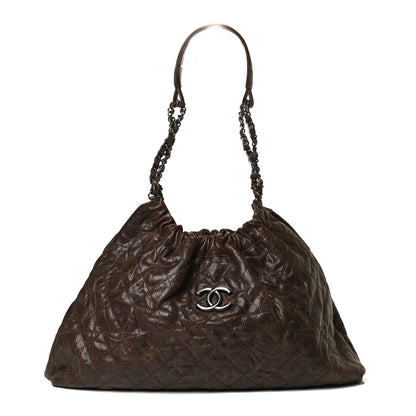 Chanel Distressed Glazed Caviar Quilted Medium Elastic Tote Brown 1 of 13