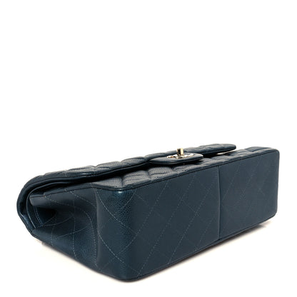 Chanel Metallic Caviar Quilted Jumbo Double Flap Dark Blue 4 of 11