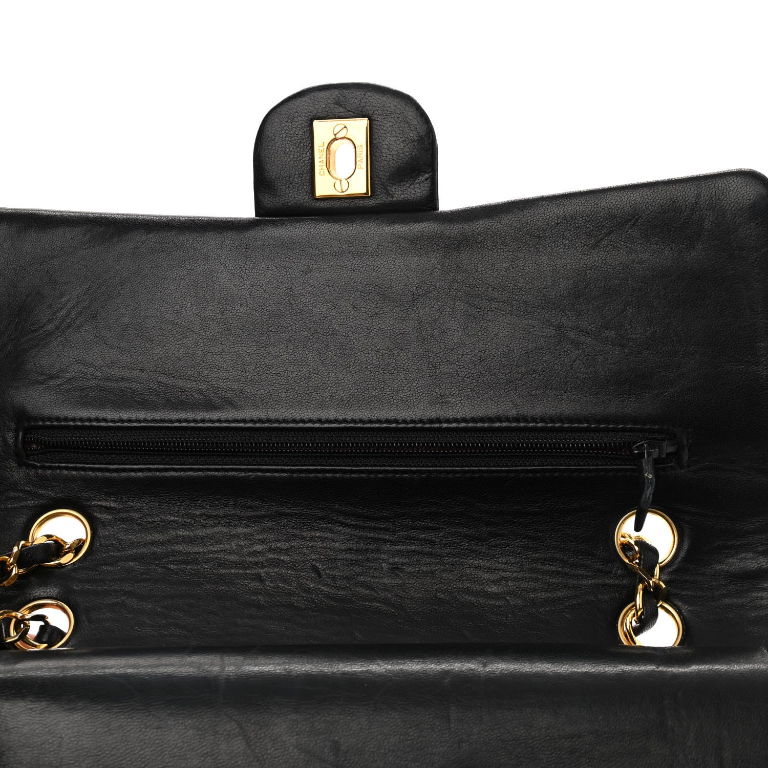 Chanel Lambskin Quilted Medium Double Flap Black 10 of 14