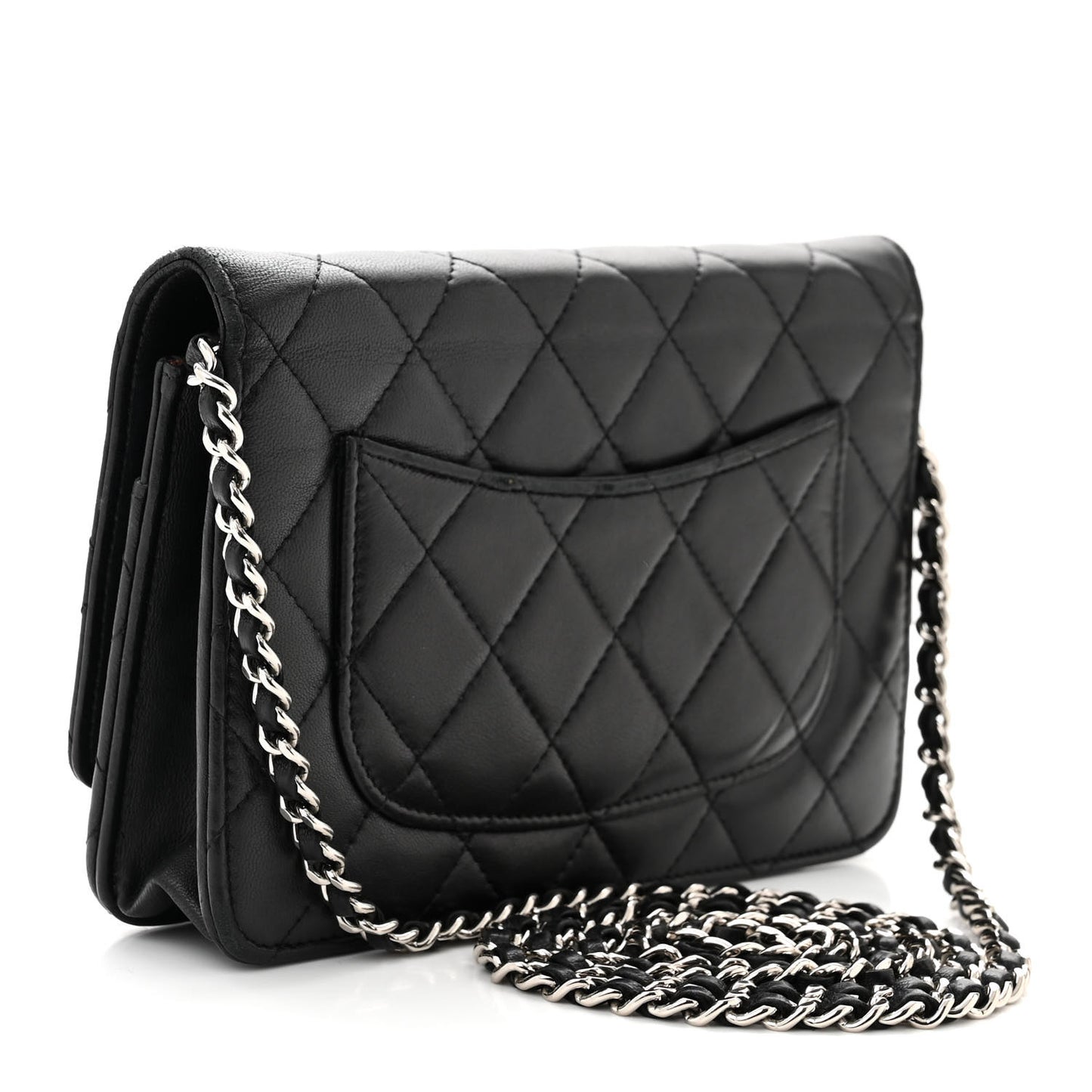 Lambskin Quilted Wallet On Chain WOC Black
