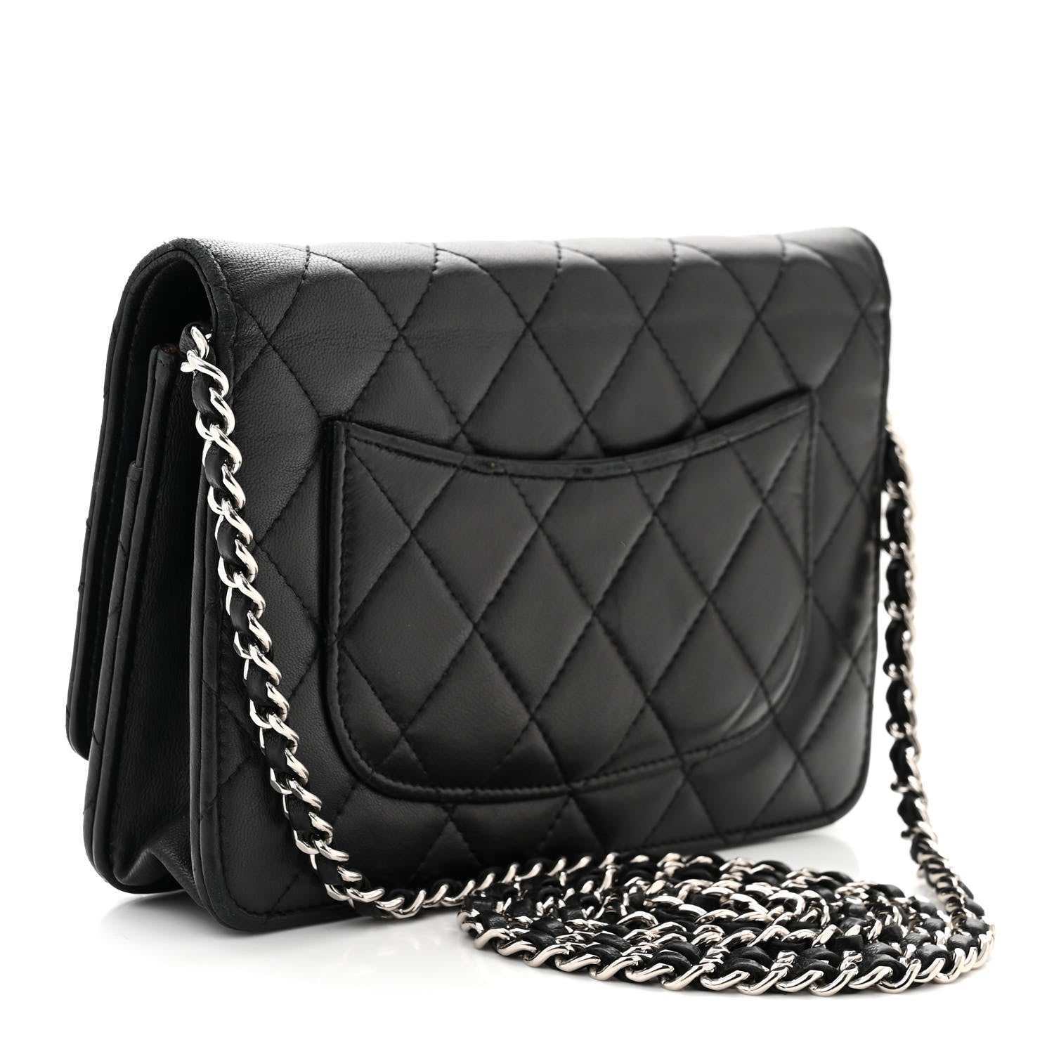 Chanel Lambskin Quilted Wallet On Chain WOC Black 3 of 11