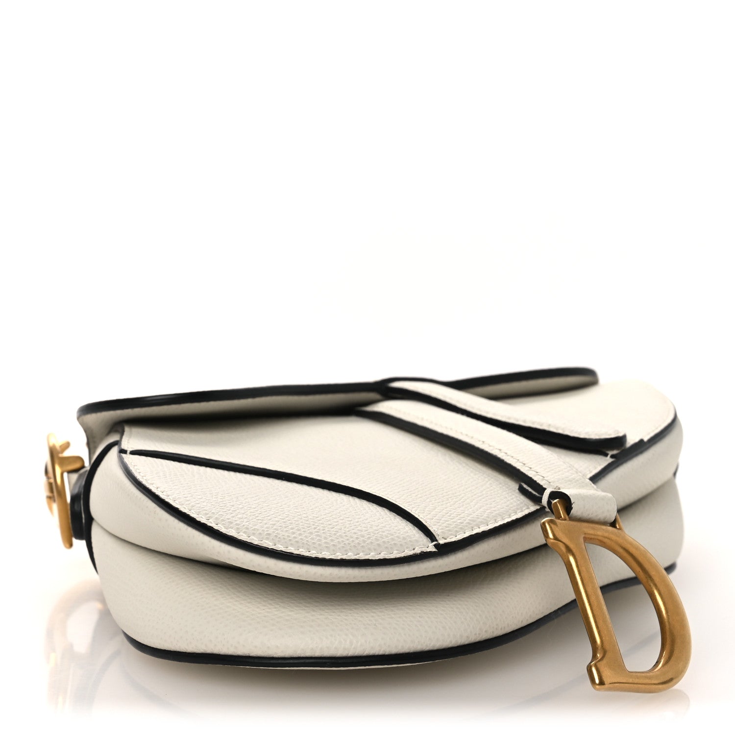 Christian Dior Grained Calfskin Mini Saddle Bag White 4 of 13