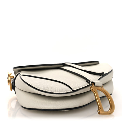 Christian Dior Grained Calfskin Mini Saddle Bag White 4 of 13